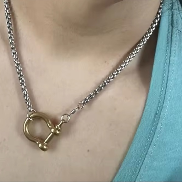 Stainless Steel Horseshoe  “U” Charm Necklace  Gold/Silver Color - Picture 6 of 11